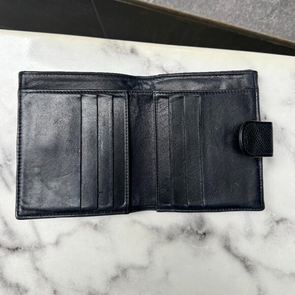 Chanel Black Caviar Leather Small Compact Snap Bifold Wallet in Black - Picture 4 of 11